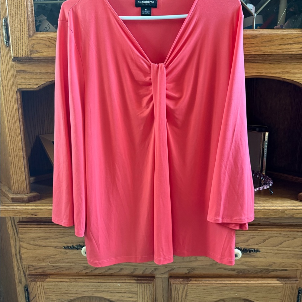 Liz Claiborne Career blouse XL EUC coral color